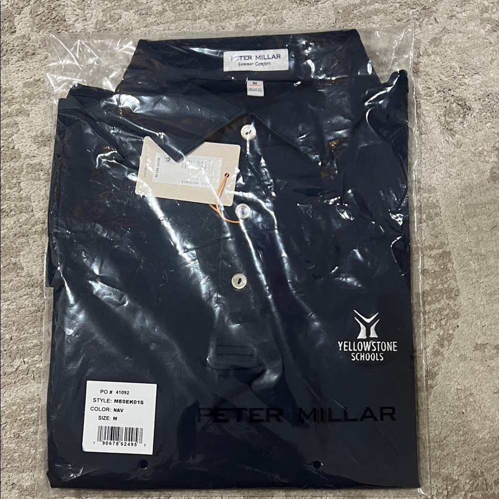 Peter Millar Navy Polo with Yellowstone Schools Embroidery